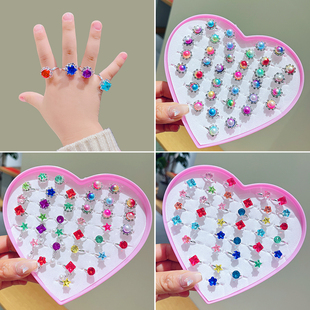儿童戒指小公主水晶配饰，女童钻石水钻，宝石玩具首饰彩钻饰品礼物