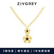 zivgrey复古黑玛瑙太阳花项链，小众设计高级感时尚，轻奢毛衣锁骨链