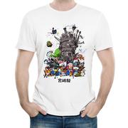 宫崎骏龙猫T恤衫白色卡通衣服动漫联名圆领短袖男女Totoro tshirt