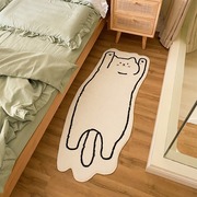 可爱床边地毯卧室加厚毛绒床前毯ins风卡通猫咪少女房间床下脚垫