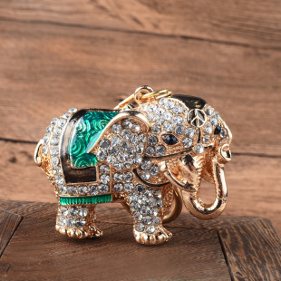 彩色泰国小象合金镶钻钥匙扣跨境货源印度韩版可爱滴油公仔大象