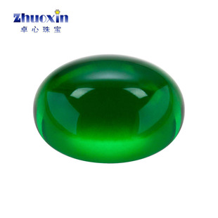 椭圆形平底素面绿玻戒面裸石 蛋形蛋面光面绿色玻璃DIY饰品主石钻