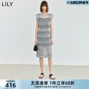 lily2024夏女装(夏女装)设计感两件套气质通勤款镂空吊带裙针织连衣裙
