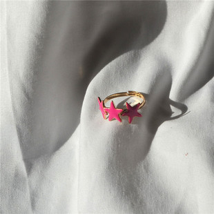 韩国时尚个性五角星戒指，女潮简约百搭食指，戒甜美指环关节戒