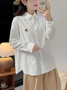 txy6233日系森女风春季女刺绣花朵棉质，宽松慵懒版型长袖白色衬衫