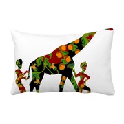 非洲黑人部落女人与长颈鹿抱枕靠枕腰枕沙发靠垫双面含芯礼物