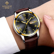 双钢带手表欧美瑞士全自动机械男表商务，夜光日历精钢皮带国产腕表