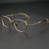 天然牛角纯钛眼镜框男半框商务全框金色防蓝光近视眼睛架配度数