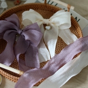 4cm褶皱纱韩国紫色织带，丝带diy蝴蝶结发卡手工，头饰发饰材料配件