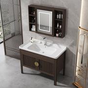 新中式浴室柜组合太空，铝洗脸盆小户型卫生间落地式洗手盆，柜洗漱台