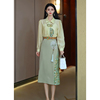 芙娜妮新中式国风刺绣长袖衬衣女气质拼接半身裙两件套F2410770