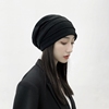 毛线帽针织帽堆堆帽女秋冬季大头围显脸小韩版，ins潮男加绒月子帽
