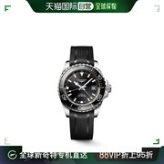 欧洲直邮LONGINES/浪琴 男黑色橡胶表带不锈钢黑表盘自动腕表41mm