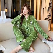 金丝绒睡衣女士高级感纯家居服长袖时尚，外穿绿色2023秋季套装
