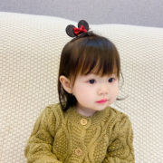 韩国进口发饰立体兔耳朵发夹 女宝宝发夹闪亮经典红黑蝴蝶结发卡