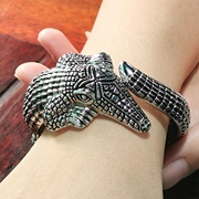 欧美夸张时尚鳄鱼大牌，手镯女古青铜古银色，百搭手镯手环饰品