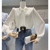 白色蝴蝶结雪纺衬衫女长袖OLX 2022秋装设计感小众宽松灯笼袖衬衣