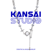 KANSAI玻璃珠四芒星拼接项链女欧美个性锁骨链酷潮设计感配饰