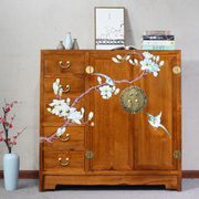 新中式香樟木彩绘收纳衣橱，卧室儿童衣柜2门仿古储物柜实木柜家具
