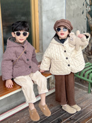 2023冬装韩版男女童满印圆点，外套儿童夹棉加厚保暖摇粒绒连帽棉衣