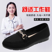 老北京布鞋女办公室时尚夏季厚底，职业帆布工作黑色，豆豆单鞋子(单鞋子)