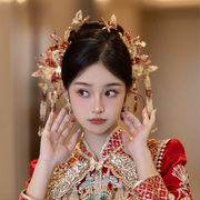 水舞u1723新娘头饰红色，中式花朵套装结婚礼，秀禾龙凤褂发饰品