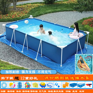 超大支架儿童游泳池家用大型成人充气水池家庭，户外夹网简易泳池