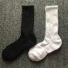 6双优家男女士长袜纯棉袜子，纯黑白色毛巾，底中高筒袜运动篮球袜