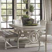 美式乡村实木餐桌橡木餐台餐椅组合白色做旧桌子长方形饭桌可定制