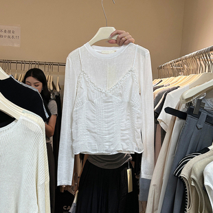 韩国东大门女装春秋奶系穿搭薄纱，套装叠穿吊带，背心两件套上衣