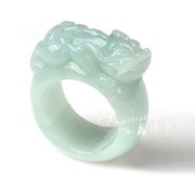 a货翡翠貔貅戒指男女，款天然冰种浅绿，玉石戒指指环玉指环招财