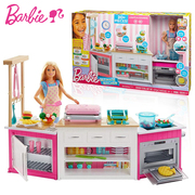 芭比娃娃梦幻厨房烤箱，frh73套装女孩过家家做饭声光儿童玩具