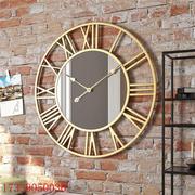圆形铁艺镜面钟，ebay亚马逊欧式铁艺挂钟，客厅外贸静音壁钟