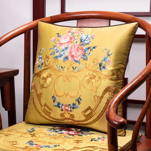 新中式绣花抱枕靠垫布艺沙发靠包1158古典居家家用腰靠背含芯