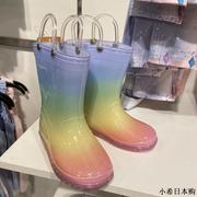 日本db彩虹儿童雨鞋小学，生女宝幼儿园防滑中筒雨靴彩虹四季水鞋