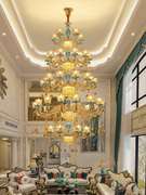 复式楼大吊灯欧式水晶灯陶瓷，三层客厅酒店楼梯，跃层别广东中山灯具