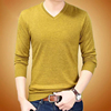 时尚品质秋装长袖t恤纯色，v领青年男士薄款打底衫休闲羊毛针织线衫