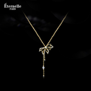 Eternelle法国永恒黑色骑士系列项链轻奢小众欧美高级感银锁骨链