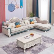 欧式科技布沙发(布沙发，)组合客厅现代简约大小户型，转角型可拆洗布艺沙发