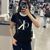 Calvin Klein CK女士夏季舒适纯棉时尚印胶LOGO休闲圆领短袖T恤
