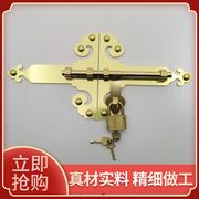 中式明装门锁仿古庭院木门插销老式加厚古建纯铜插销仿古锁扣门栓