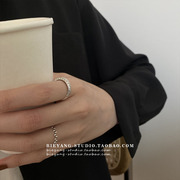 别样韩风ins设计感几何纹理复古休闲时髦S925纯银气质网红戒指女
