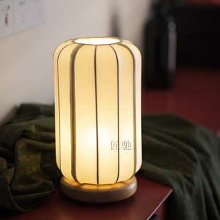 新中式复古台灯古典手工可调节书桌卧室床头无线充电夜灯氛围台灯