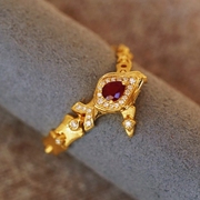 红宝石骨节钻石蛇戒戒指吊坠链条，18k金镶嵌(金镶嵌)珠宝宝石天然
