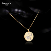 法国eternelle设计师款梦幻星球彩金吊坠，14k金钻石(金钻石)项链个性锁骨链