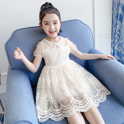 韩国女童连衣裙夏装儿童公主裙中大童蕾丝裙子洋气夏季小女孩裙子