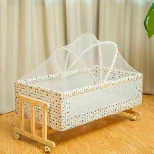 .简易婴儿床实木摇篮床可折叠无漆睡床电动经济型宝宝儿童拼接大