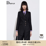 IDPAN女装春季不对称设计时尚个性修身职场气质西装翻驳领短外套