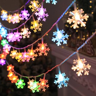 LED圣诞装饰灯闪灯装扮满天星雪花灯新年彩灯房间卧室少女小挂灯