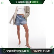 香港直邮潮奢topshop女士，mom牛仔a字复古蓝色短裤